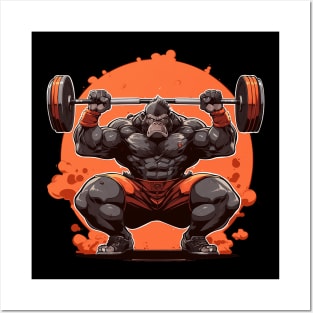 gorilla at gym Posters and Art